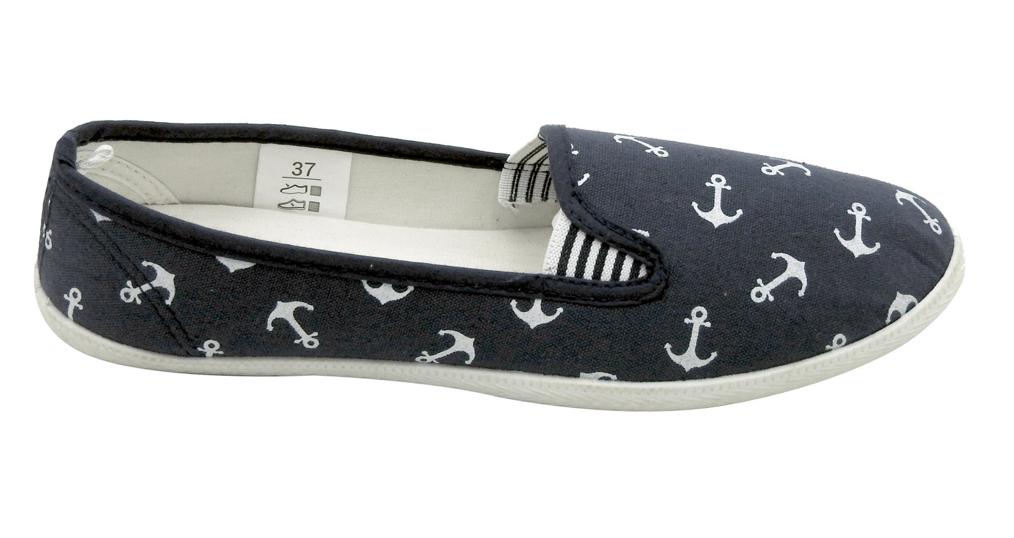 Damen Canvas Sneaker Slipper Slip On Schuhe Loafer Stoff Freizeitschuhe Flats