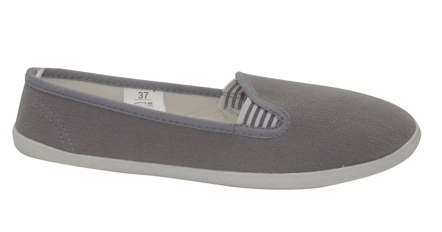 Damen Canvas Sneaker Slipper Slip On Schuhe Loafer Stoff Freizeitschuhe Flats