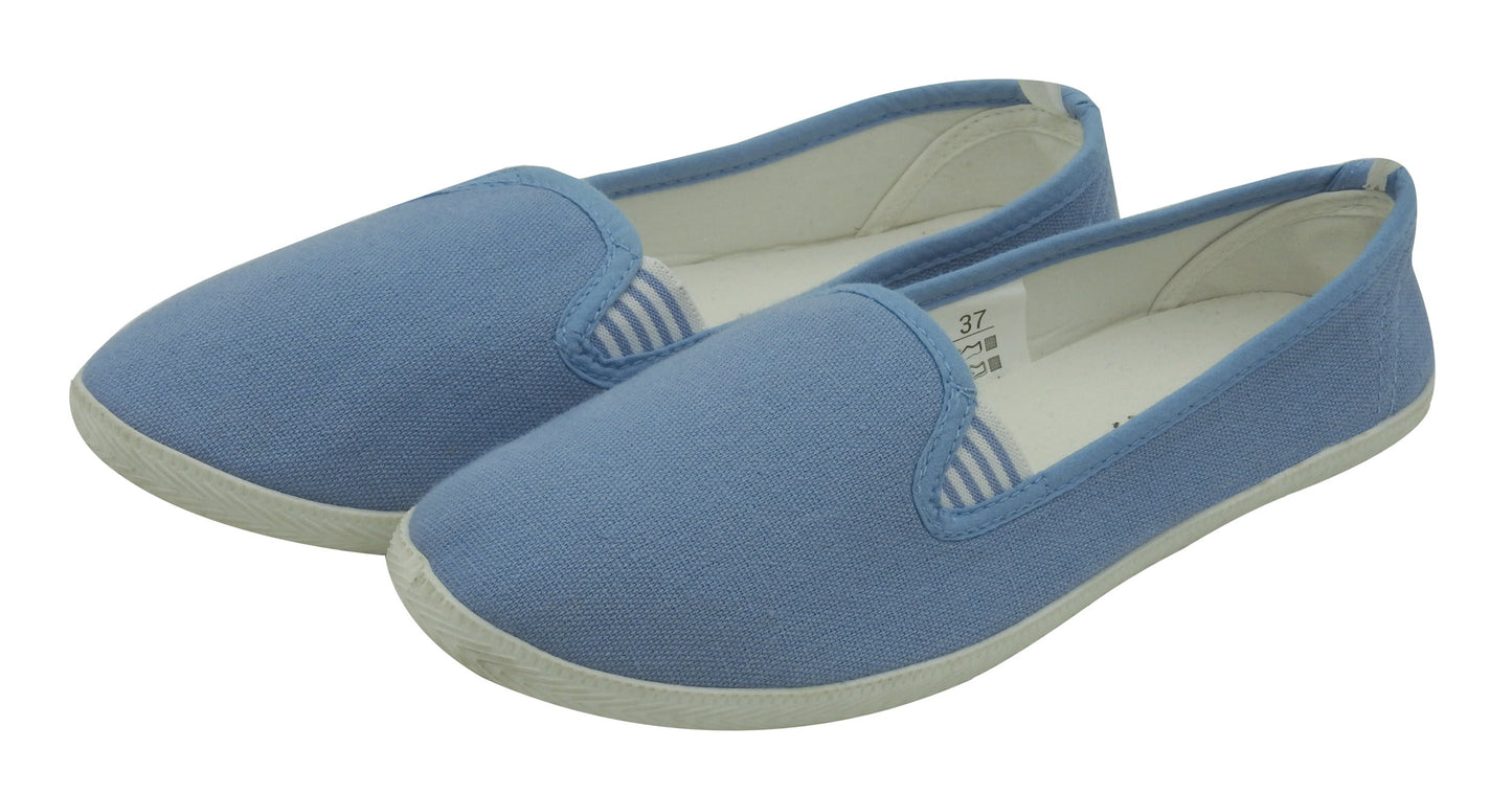Damen Canvas Sneaker Slipper Slip On Schuhe Loafer Stoff Freizeitschuhe Flats