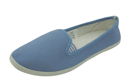Damen Canvas Sneaker Slipper Slip On Schuhe Loafer Stoff Freizeitschuhe Flats