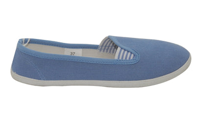 Damen Canvas Sneaker Slipper Slip On Schuhe Loafer Stoff Freizeitschuhe Flats