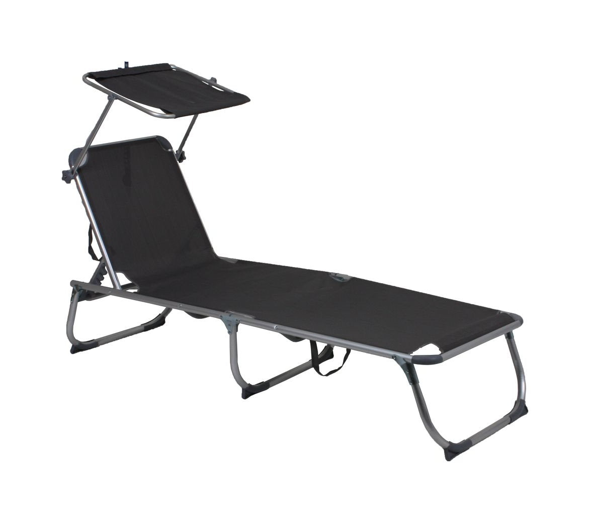 Garden Pleasure Sonnenliege + Dach Kiso Gartenliege Relaxliege Garten Liege grau