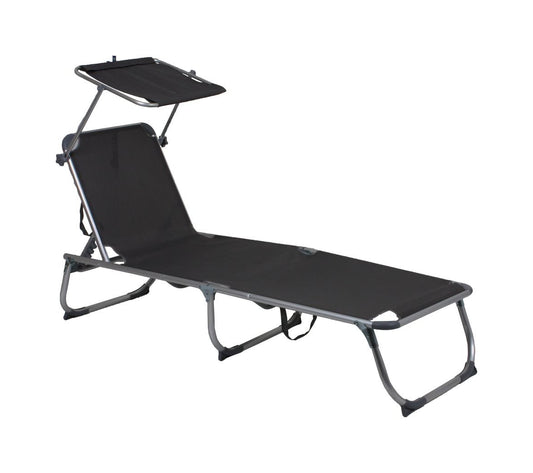 Garden Pleasure Sonnenliege + Dach Kiso Gartenliege Relaxliege Garten Liege grau