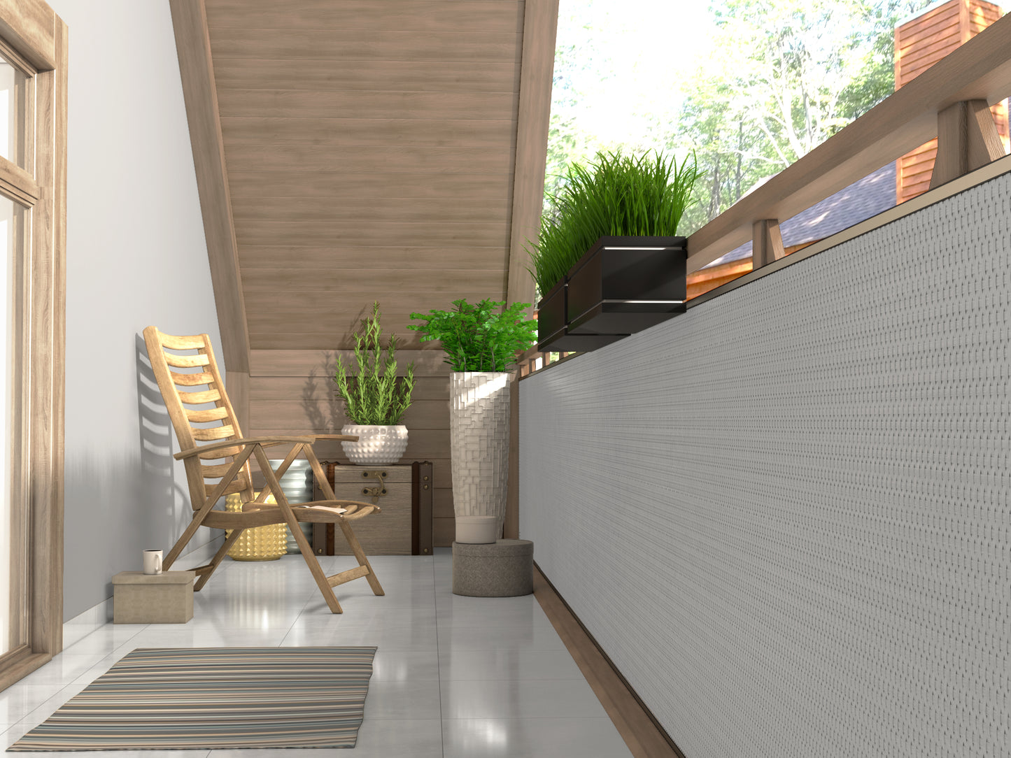Polyrattan PVC Sichtschutz Matte 300x100cm Balkon Rattan Zaun Garten Windschutz
