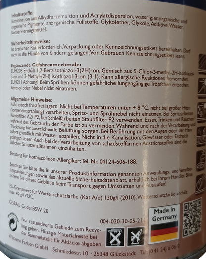 Wilckens 0,75l Wetterschutzfarbe Taubenblau Holzdeckfarbe Holzfarbe Anstrich